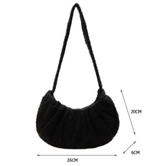 Lady Woolen Small Pleated Shoulder Underarm Bags Fluffy Clutch Solid Shop