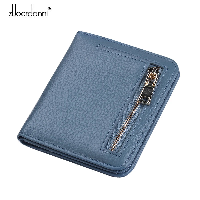 Lady Zipper Wallet Leather Thin Short Wallets Women Small bee metal Purse