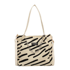 Large Capacity Beach Shopping Tote Bag Ladies Striped Vintage Canvas Handbag