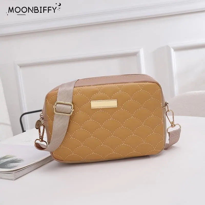 Embroidered Messenger Bags PU Leather Shoulder Crossbody Bag