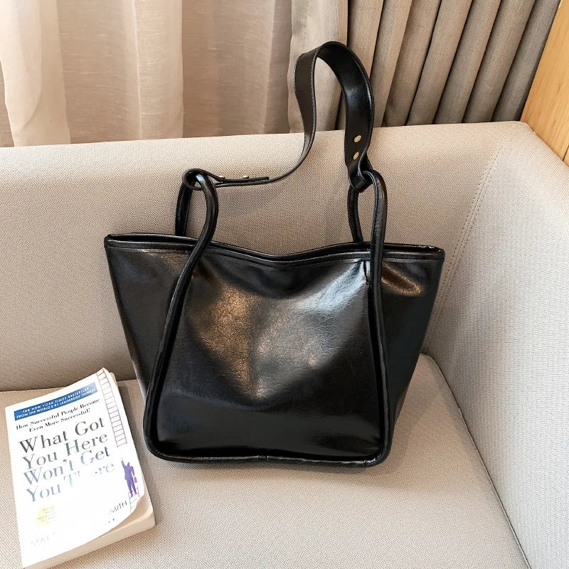 Large Capacity One Shoulder Bag PU Leather Ladies Casual Handbags