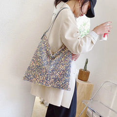 Sequined Shoulder Bag Totes for Women Large Capacity Handbag