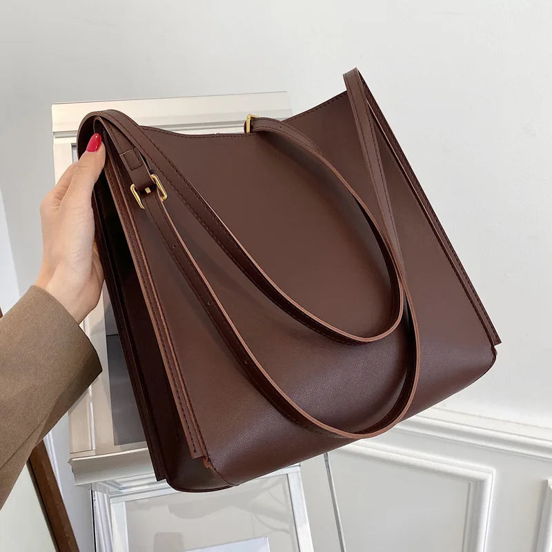 Large Capacity Soft PU Leather Tote All-match Handbag Lady Casual