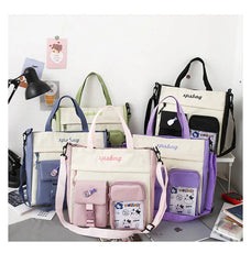 Large Capacity Canvas Crossbody Bag Women College Style