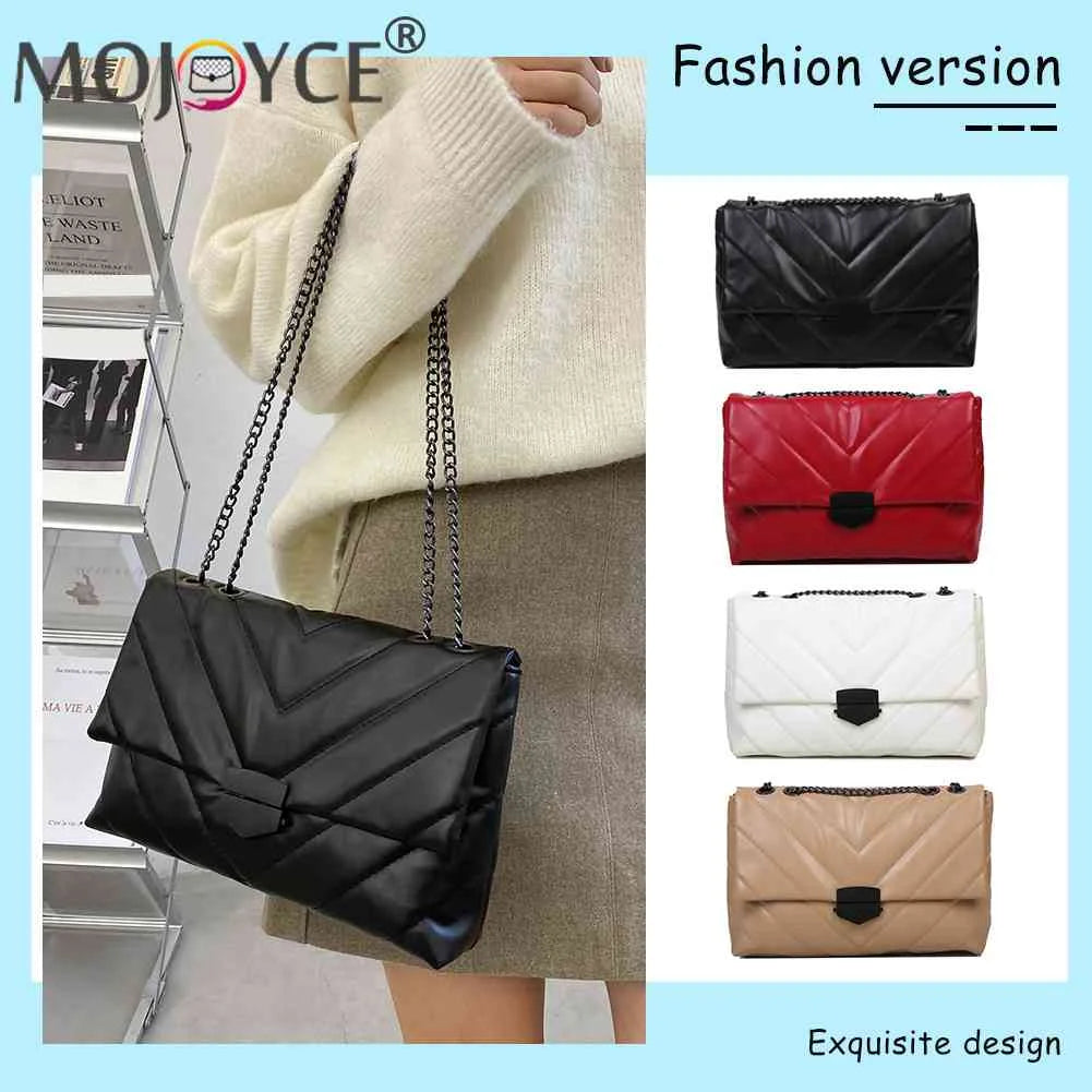 Large Capacity Shoulder Handbag Women Solid PU Leather Crossbody Bag