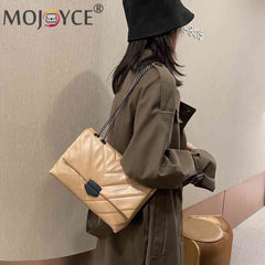 Large Capacity Shoulder Handbag Women Solid PU Leather Crossbody Bag