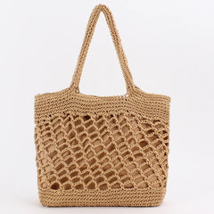 Straw Beach Shoulder Tote Handbag Hollow Out Shopping Bag