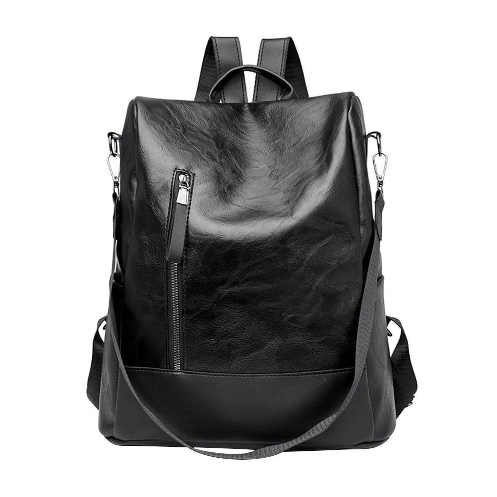 Women's Retro PU Leather Backpack College Shoulder School Bag