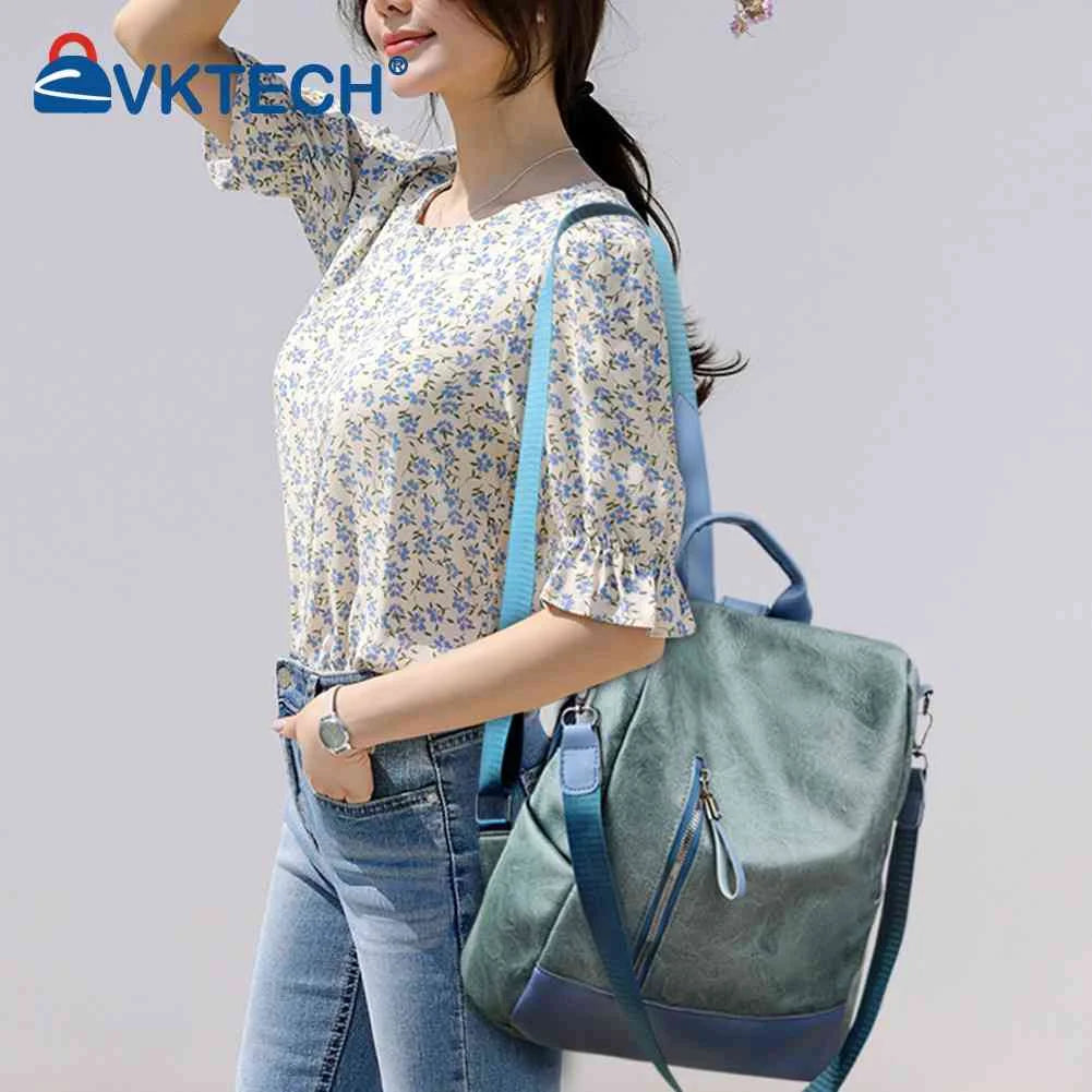 Women's Retro PU Leather Backpack College Shoulder School Bag