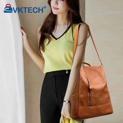 Women's Retro PU Leather Backpack College Shoulder School Bag