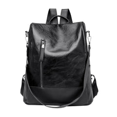 Women's Retro PU Leather Backpack College Shoulder School Bag