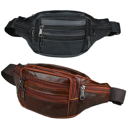 Leather Casual Waist Fanny Pack Hip Belt Bag for Mobile Travel