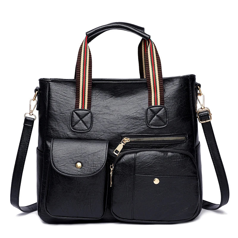 Women's Leather Tote Bag Large Capacity Shoulder Handbag