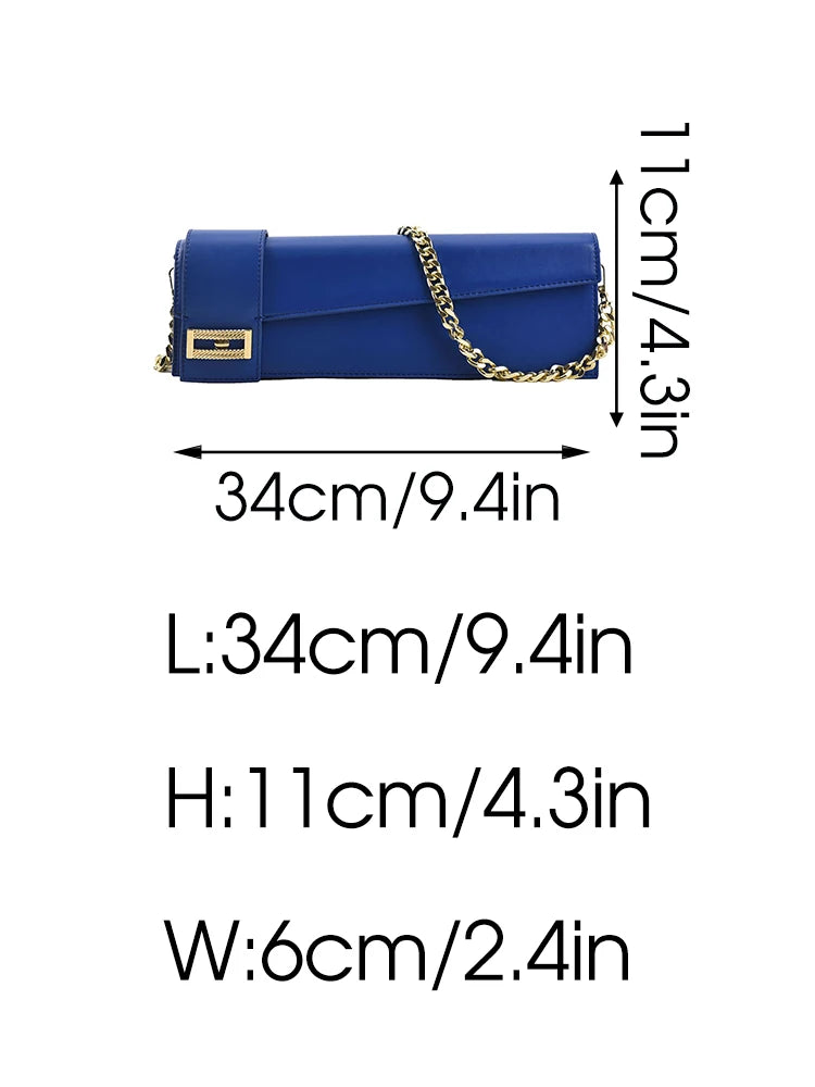 Leather Solid Handbags Women Shopper Underarm Bag Golden Chain