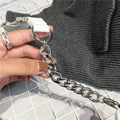 Leather Waist Fanny Pack Chest Bag with Chain for Women