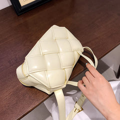 Leather Woven Crossbody Bag Small Square Totes Clutch