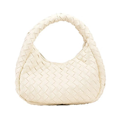 Green Leather Woven Shoulder Bag Soft Lady Handbag