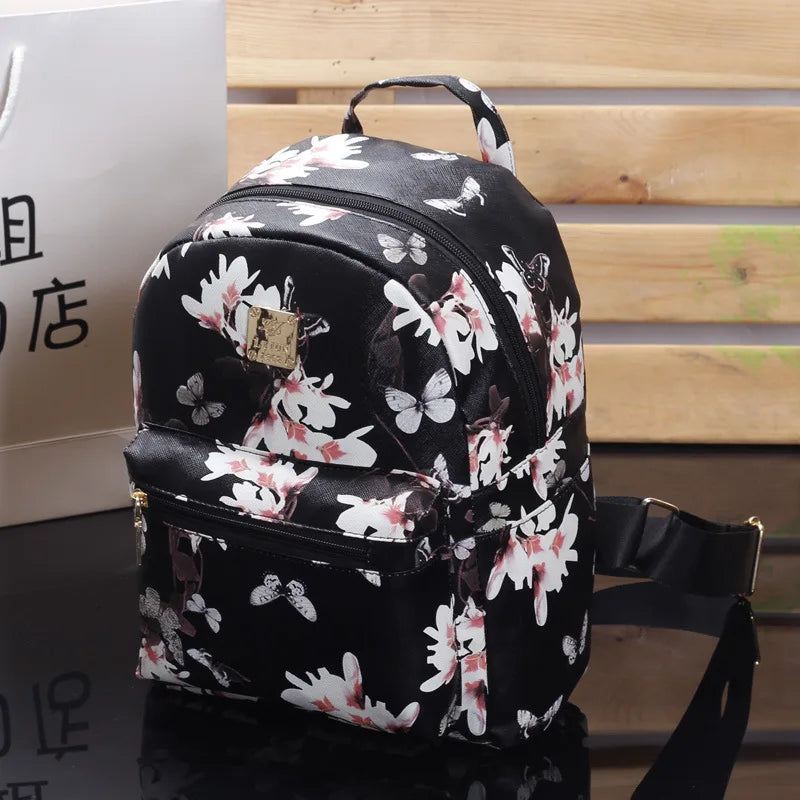 Butterfly Flower Children's Backpack PU Leather Mini Backpack