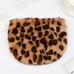 Leopard Pattern Handbags Fluffy Plush Shoulder Bags Vintage Messenger Bag