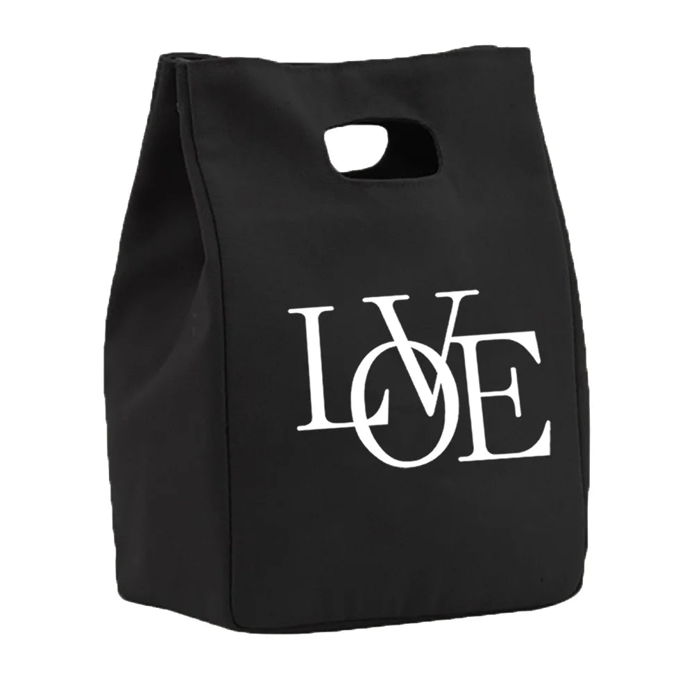 Letter Print Lunch Bag Insulated Thermal Breakfast Portable