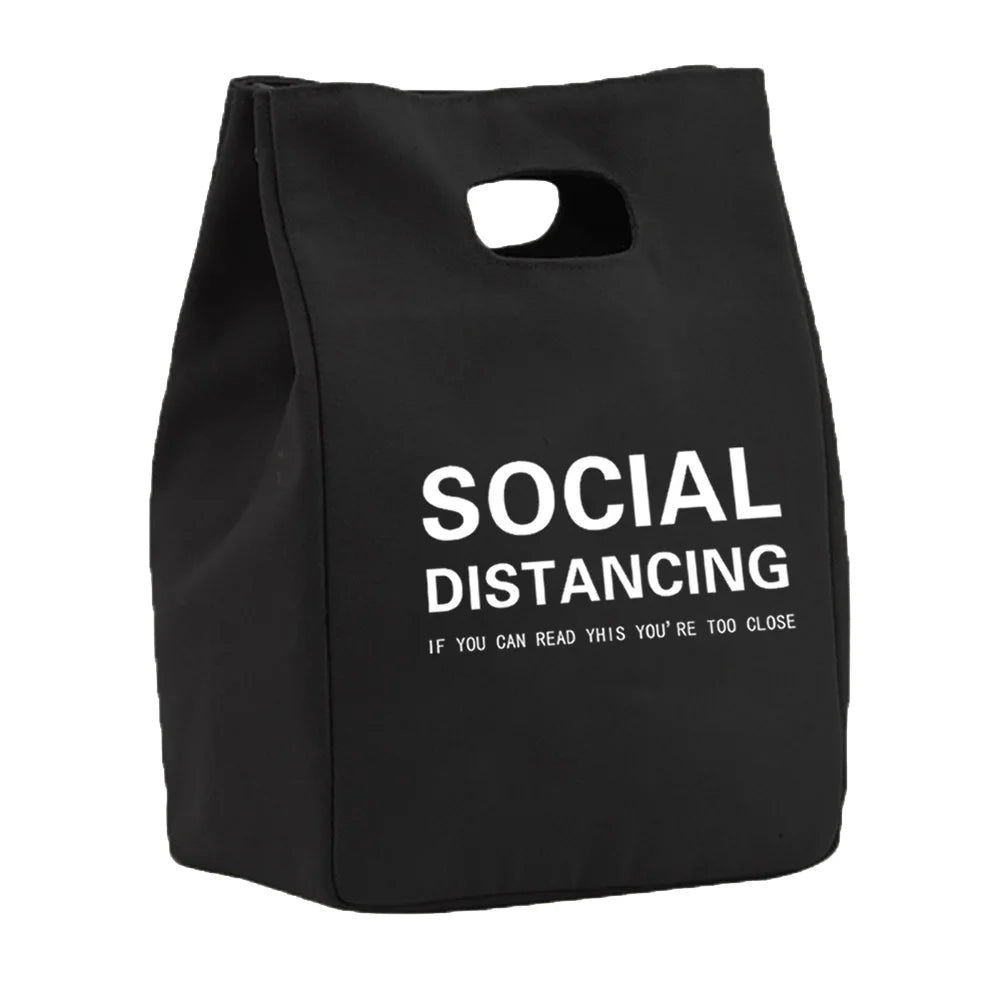 Letter Print Lunch Bag Insulated Thermal Breakfast Portable