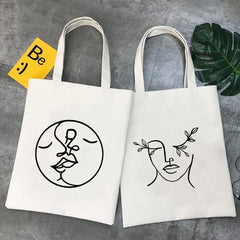 Woman Face Art Minimalist Girl Lady Beauty Eco Tote Bag