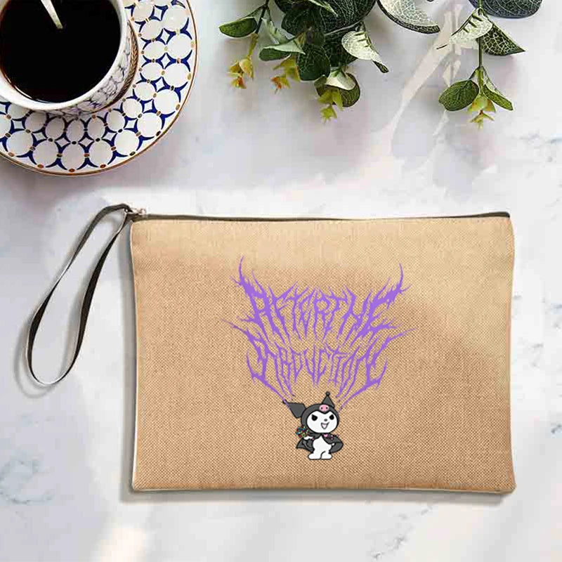 Linen Canvas Make Up Print Women Zipper Bag Cosmetic Bag