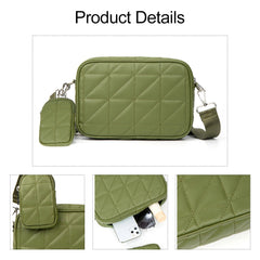 Lingge Leather Crossbody Bag For Women Solid Handbag and Purse