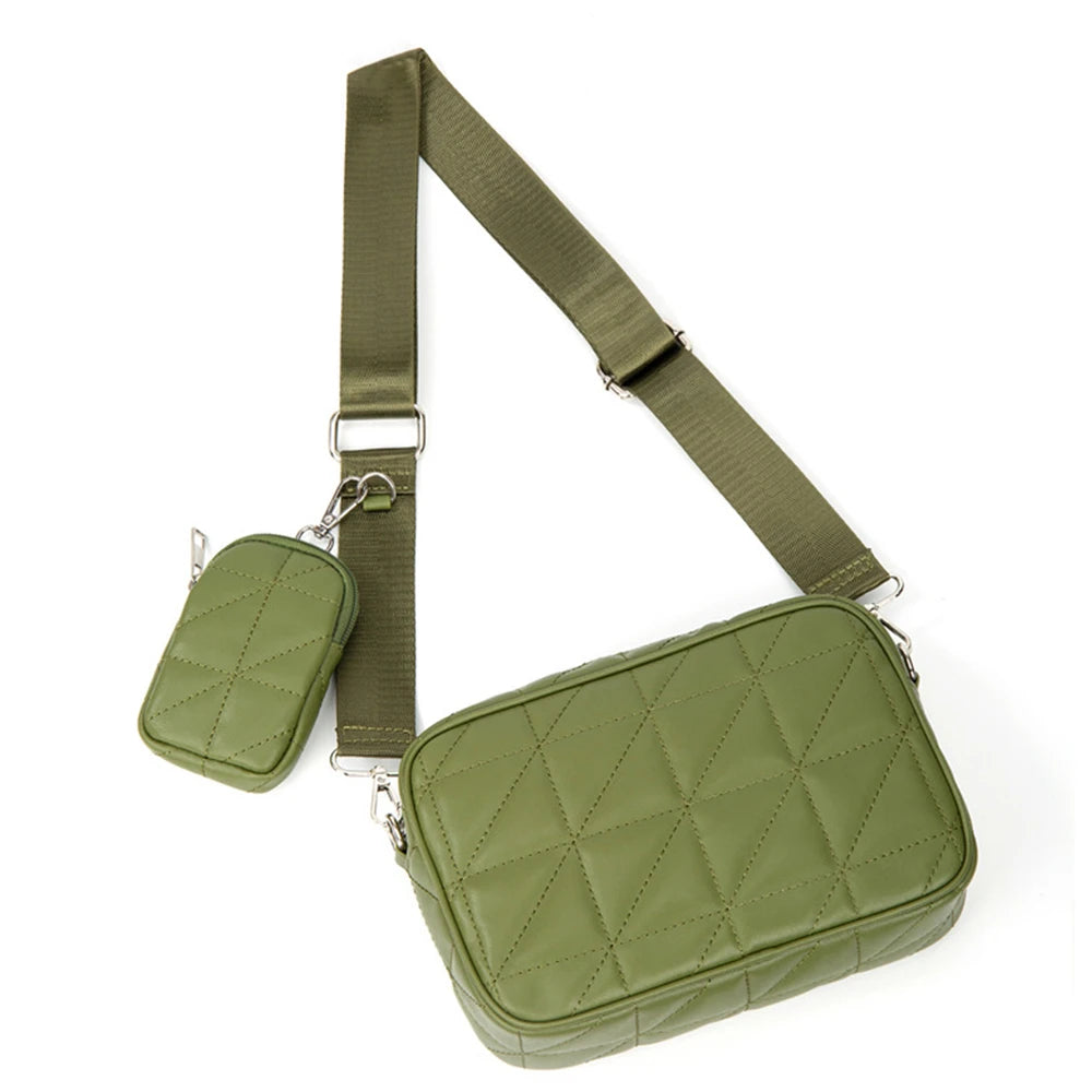 Lingge Leather Crossbody Bag For Women Solid Handbag and Purse