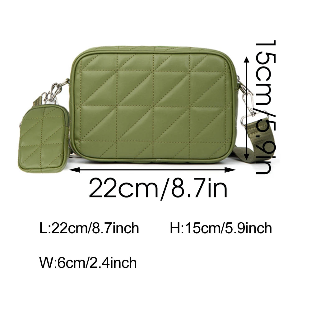 Lingge Leather Crossbody Bag For Women Solid Handbag and Purse