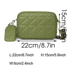 Lingge Leather Crossbody Bag For Women Solid Handbag and Purse