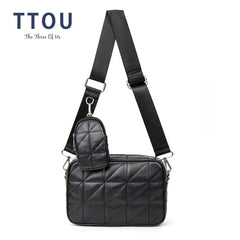 Lingge Leather Crossbody Bag For Women Solid Handbag and Purse