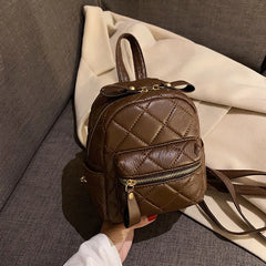 Lingge Small Backpack Girls School Bag Leather Shoulder Bags