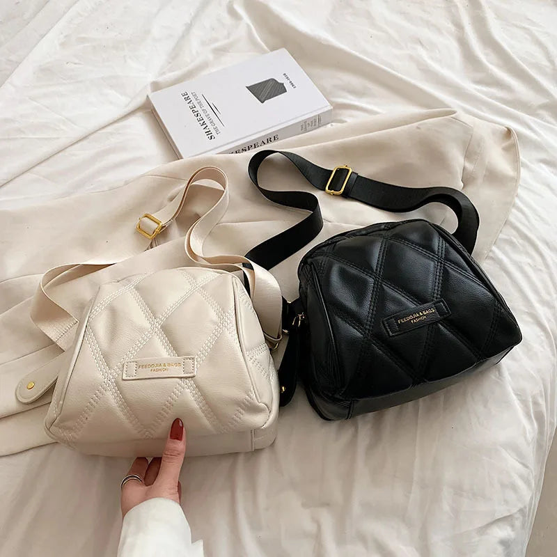 Lozenge Saddle Shoulder Bag Soft Leather Crossbody Winter Messenger Purse
