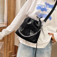 Luminous Butterfly Messenger Bag Women Drawstring Chain Shoulder Pouch