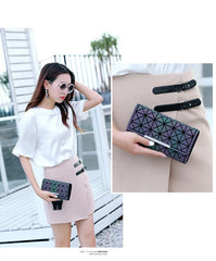 Luminous Wallet Handbag Geometric Clutch Purse Hologram