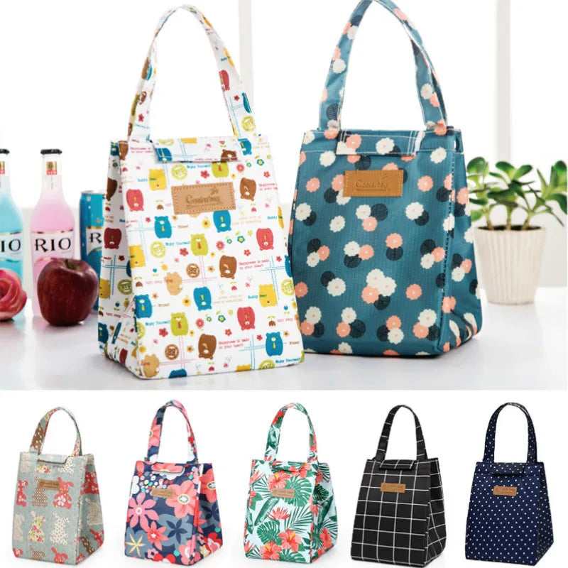 Insulated Lunch Bag Lovely Cat Multicolor Hand Pack Picnic Travel