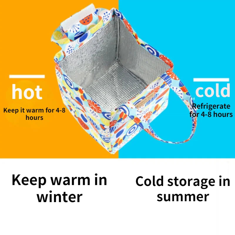 Insulated Lunch Bag Lovely Cat Multicolor Hand Pack Picnic Travel