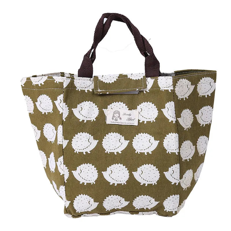 Insulated Hedgehog Lunch Bag Multicolor Hand Carry Travel Picnic Box