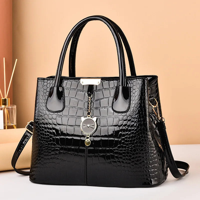 Stone Print Leather Handbag Large Capacity One-shoulder Crossbody Bag