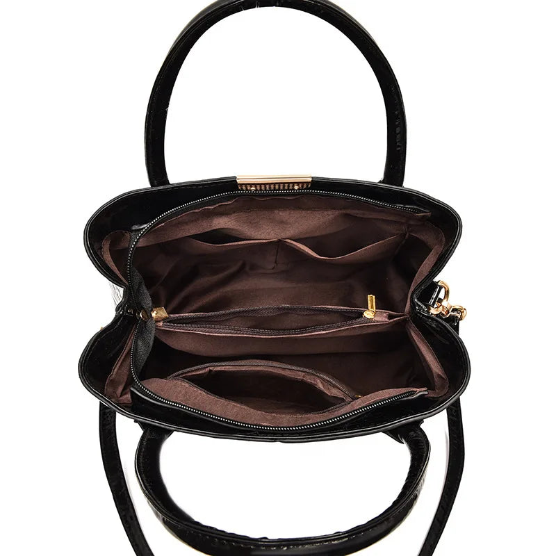 Stone Print Leather Handbag Large Capacity One-shoulder Crossbody Bag