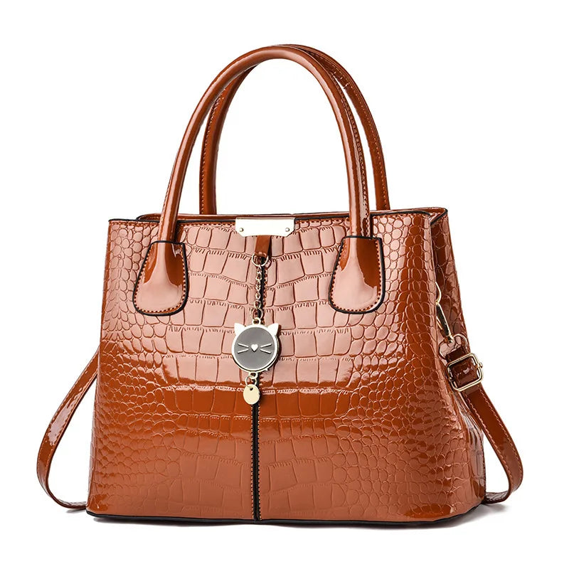 Stone Print Leather Handbag Large Capacity One-shoulder Crossbody Bag