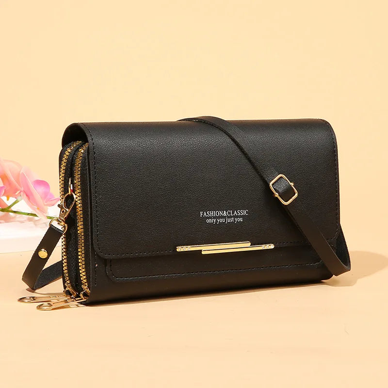 Women's PU Leather Crossbody Bag Shoulder Messenger Multifunction Clutch