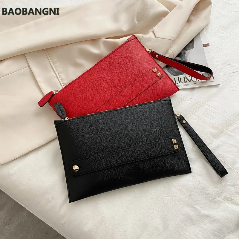 Leather Envelope Clutch Bag for Women