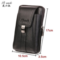 Men's Small Leather Fanny Pack Vertical Multi-functional Mini Vintage Cowhide