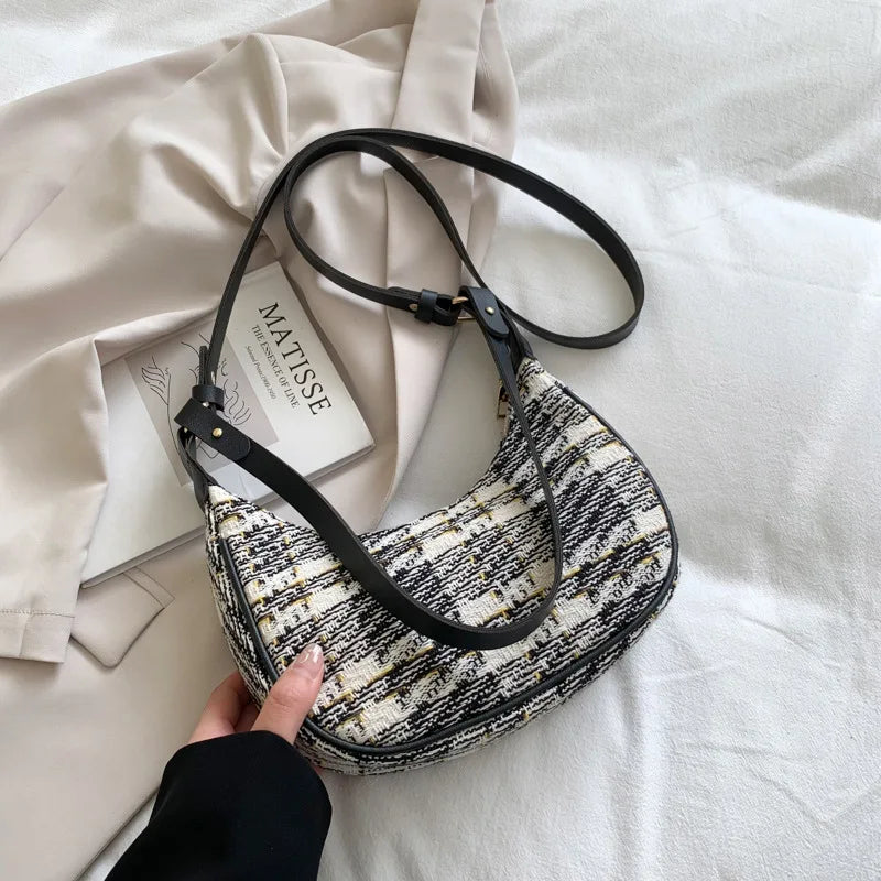 Plaid Underarm Shoulder Bags PU Leather Women Handbag Totes