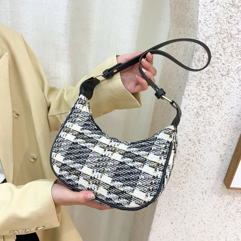 Plaid Underarm Shoulder Bags PU Leather Women Handbag Totes