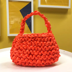 Silk Rope Knot Woven Bag Evening Clutch Beach Handbag