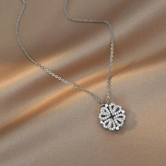 Magnetic Heart Necklace Four Leaf Clover Pendant Female Jewelry