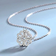 Magnetic Heart Necklace Four Leaf Clover Pendant Female Jewelry